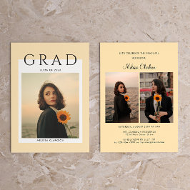 モダンタイポグラフィスクリームフォト卒業 招待状