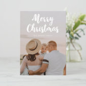 モダンタイポグラフィスタイリッシュメリークリスマスフォト シーズンカード (スタンド正面)
