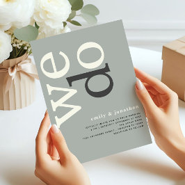 モダンタイポグラフィセージアイボリー結婚ズ 招待状