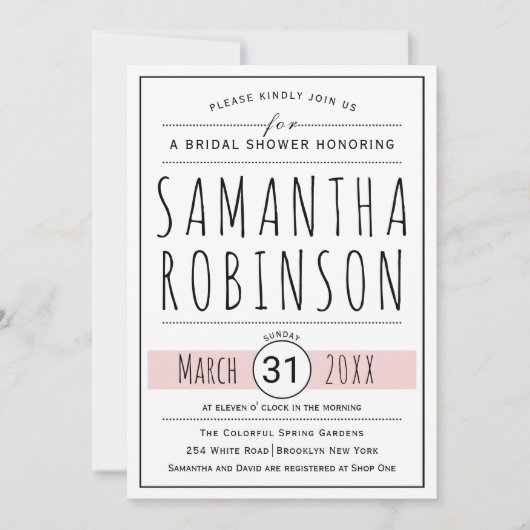 モダンタイポグラフィセージ結婚グリーンブライダルシャワー 招待状 (正面)