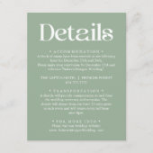 モダンタイポグラフィセージ結婚グリーン詳細 エンクロージャーカード (正面)