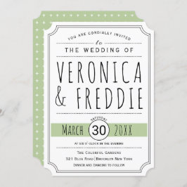 モダンタイポグラフィセージ緑結婚式招待状 招待状