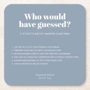 モダンタイポグラフィダスティブルー結婚のおもしろい事実 スクエアペーパーコースター