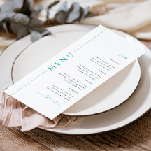 モダンタイポグラフィティール（緑がかった色）結婚のメニューとモノグラム