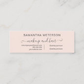 モダンタイポグラフィトレンディー赤面ピンクアポイントメント スキニー名刺 (裏面)