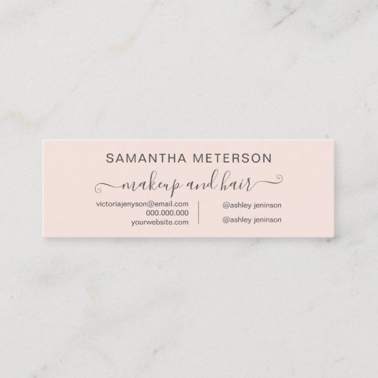 モダンタイポグラフィトレンディー赤面ピンクアポイントメント スキニー名刺 (裏面)