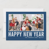 モダンタイポグラフィネイビーブルーフォトコラージュ新年 シーズンカード (正面)