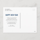 モダンタイポグラフィネイビーブルーフォトコラージュ新年 シーズンポストカード (裏面)
