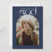 モダンタイポグラフィネイビーブルー2写真卒業 招待状 (正面)