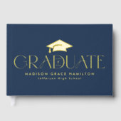 モダンタイポグラフィネイビー写真卒業 ゲストブック (正面)