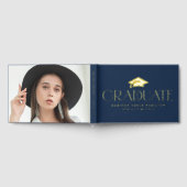 モダンタイポグラフィネイビー写真卒業 ゲストブック (全面)