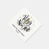 モダンタイポグラフィハッピーニューイヤー時計 スタンダードカクテルナプキン (角)