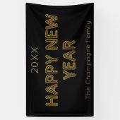 モダンタイポグラフィハッピーニューイヤー 横断幕 (縦)