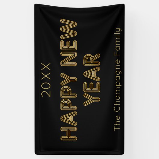 モダンタイポグラフィハッピーニューイヤー 横断幕 (縦)