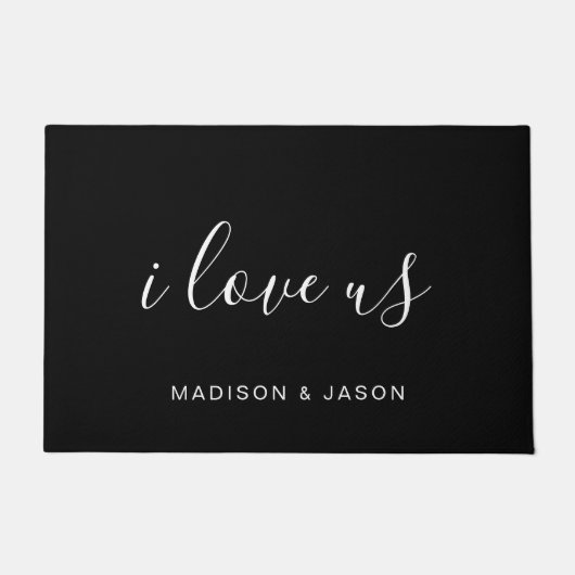 モダンタイポグラフィハンドスクリプトパーソナライズされた ドアマット (正面)