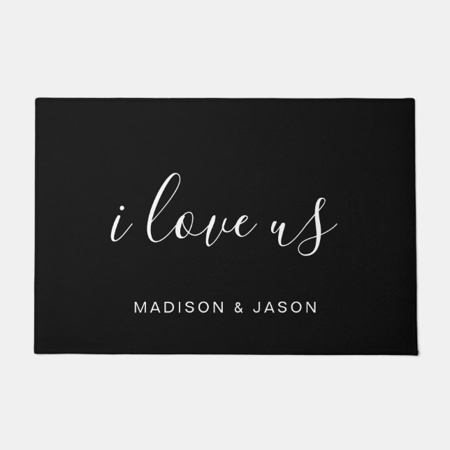 モダンタイポグラフィハンドスクリプトパーソナライズされた ドアマット (正面)