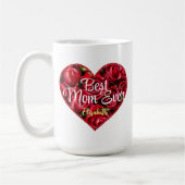 モダンタイポグラフィハートお最高の母さん生涯母親の日 コーヒーマグカップ (左)