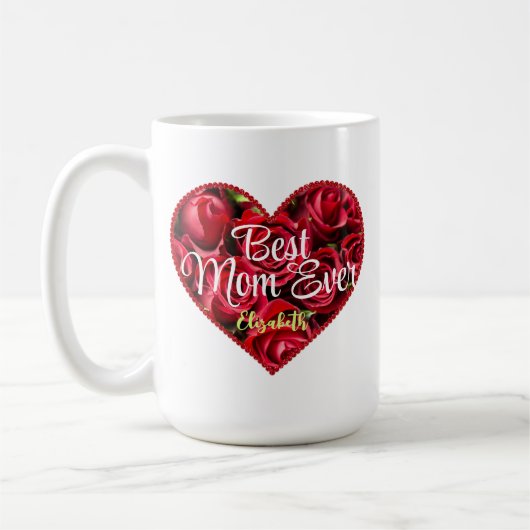 モダンタイポグラフィハートお最高の母さん生涯母親の日 コーヒーマグカップ (左)