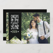 モダンタイポグラフィバナー写真新年 シーズンカード (正面/裏面)