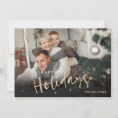 モダンタイポグラフィバラ金ゴールドパーソナライズされた写真 シーズンカード (正面)