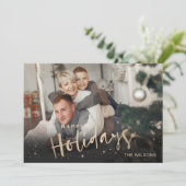 モダンタイポグラフィバラ金ゴールドパーソナライズされた写真 シーズンカード (スタンド正面)