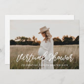 モダンタイポグラフィバーチャル赤ちゃんシャワー写真 招待状 (正面/裏面)