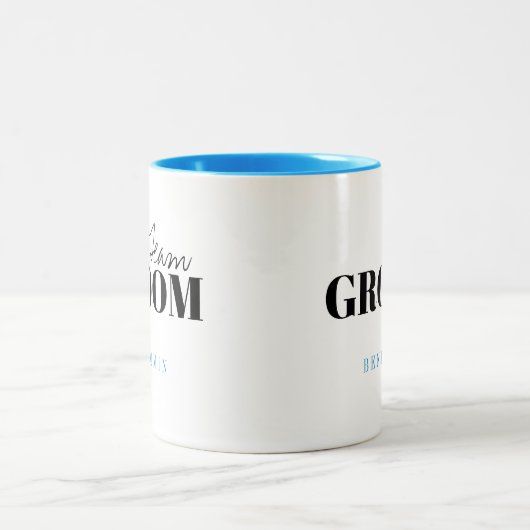 モダンタイポグラフィパーソナライズされたチームグルームマグ ツートーンマグカップ (中央)