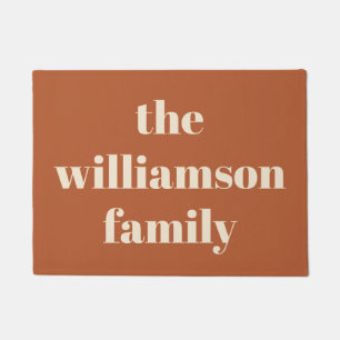 モダンタイポグラフィパーソナライズされた名  錆 ドアマット