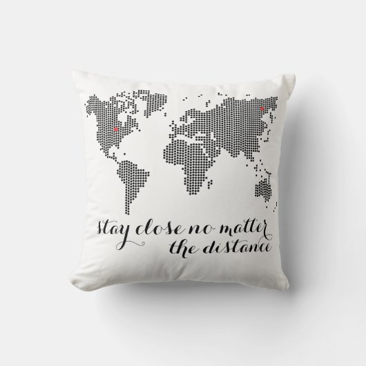 モダンタイポグラフィパーソナライズされた引用文世界地図 クッション (正面)
