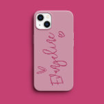 モダンタイポグラフィピンクガーリーハートエレガント Case-Mate iPhone 14 PROケース<br><div class="desc">ミニマルモダンハートシンプルタイポグラフィユニークスクリガーリーエレガントパーソナライズされた電話ケースデザイン。</div>