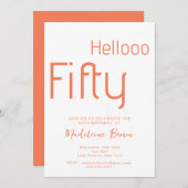 モダンタイポグラフィピーチ50誕生日 招待状 (正面/裏面)