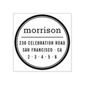 モダンタイポグラフィファミリー名差出人住所ラウンド ラバースタンプ (インプリント)