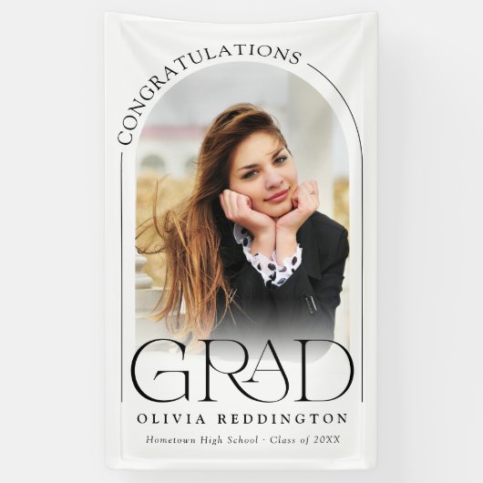 モダンタイポグラフィフォトアーチ卒業式パーティー 横断幕 (縦)