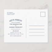 モダンタイポグラフィフォトオーバーレイ卒業パーティー 案内ポストカード (裏面)