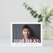 モダンタイポグラフィフォトオーバーレイ卒業パーティーA 案内ポストカード (スタンド正面)