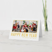 モダンタイポグラフィフォトコラージュ新年 箔シーズンカード (正面)