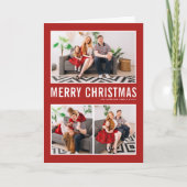 モダンタイポグラフィフォトコラージュ赤クリスマス シーズンカード (正面)