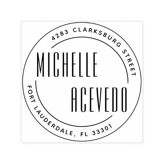 モダンタイポグラフィフォーマルラウンド差出人住所 セルフインキングスタンプ (デザイン)