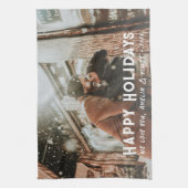 モダンタイポグラフィフルフォトクリスマスホリデー キッチンタオル (縦)