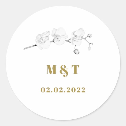 モダンタイポグラフィフローラオーキズモノグラム結婚ズ ラウンドシール (正面)