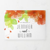 モダンタイポグラフィフローラ結婚の花 三つ折り招待状 (カバー)