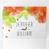 モダンタイポグラフィフローラ結婚の花 三つ折り招待状 (内部最初)