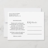 モダンタイポグラフィブライダルシャワーはメール感謝していYou サンキューカード (裏面)