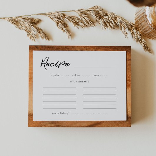 モダンタイポグラフィブライダルシャワーレシピカード