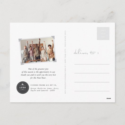 モダンタイポグラフィブラシスクリプト2025カレンダー写真 シーズンポストカード (裏面)