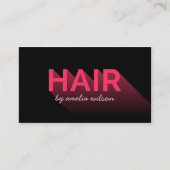 モダンタイポグラフィブラックとピンクの美容師 名刺 (正面)