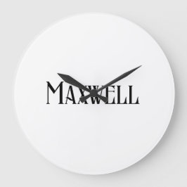 モダンタイポグラフィブラックファミリー名 ラージ壁時計