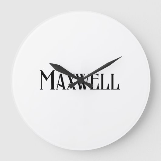 モダンタイポグラフィブラックファミリー名 ラージ壁時計 (正面)