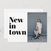 モダンタイポグラフィブラックフォトニューホームムービング 案内ポストカード (正面/裏面)