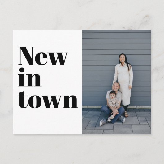 モダンタイポグラフィブラックフォトニューホームムービング 案内ポストカード (正面)